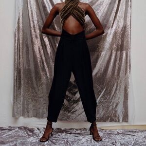 🆕 ZARA Limited Edition Draped Bow Waist Harem Pants in Black SZ M